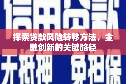 攀枝花探索贷款风险转移方法，金融创新的关键路径