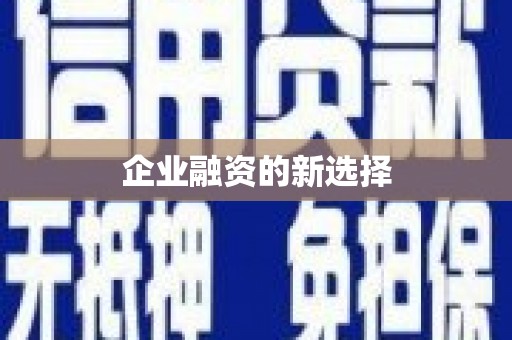 攀枝花企业融资的新选择